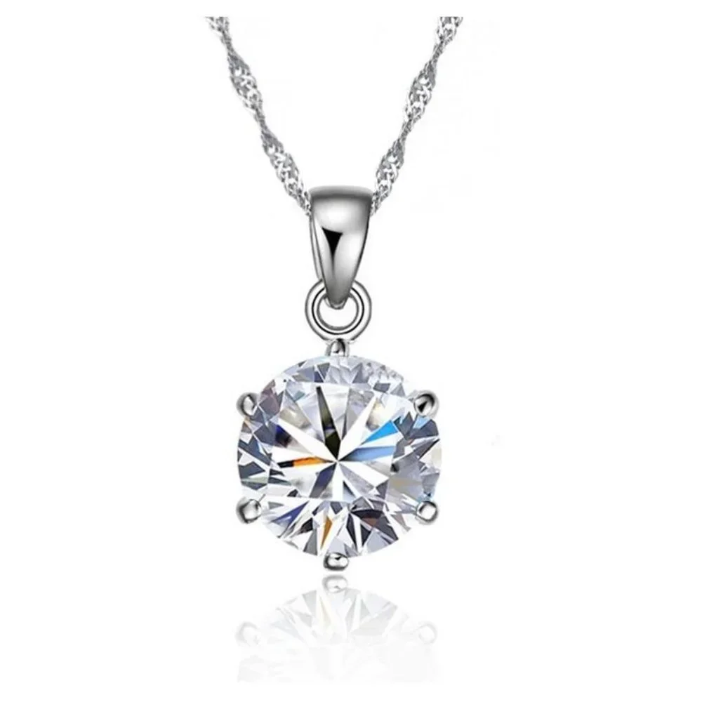 💎 Stud Drop Necklace Pendant Earrings 925 Sterling Silver Set Gift - Picture 2 of 3